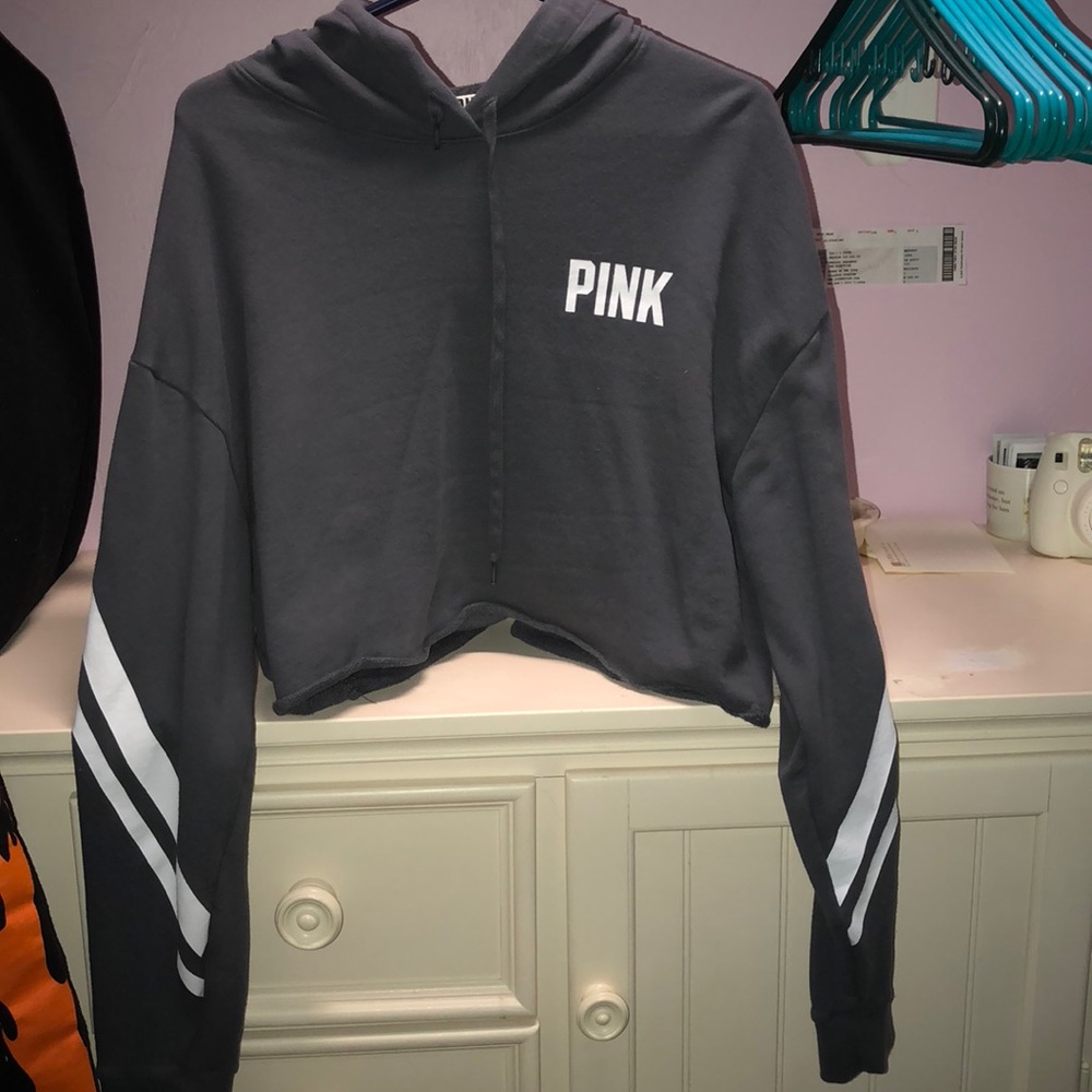 Pink gray crop sweatshirt